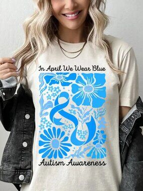 In April We Wear Blue For Autism Awareness T-shirt, Autism Month Shirt